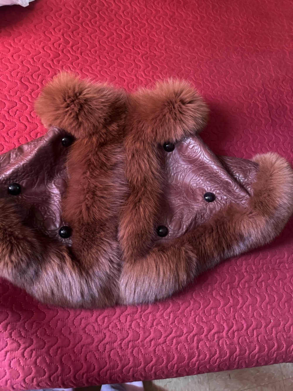 Brown Fur Collar Scarf with Button Accents - Women Accessories